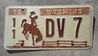 Wyoming 1978 Dv License Plate 7