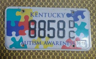 Kentucky Autism Awareness Puzzle Design License Plate 8858