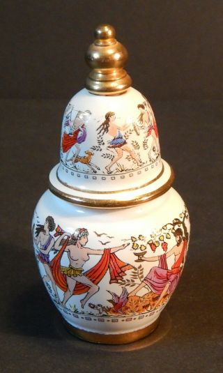 Greek Porcelain & Brass Decorated Perfume Bottle Pallini Attiki