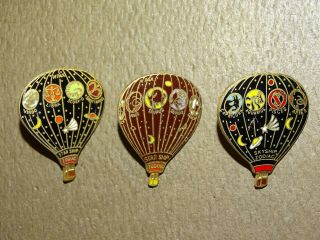 3 Vintage Hot Air Balloon Pins,  Starship Zodiac