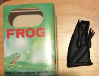 Vintage Masai Frog (black) Electric Gas Lighter In The Box Made In Japan