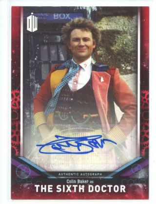 Colin Baker Autograph The Sixth Doctor 2018 Topps Doctor Who Signature Red /5 Sp