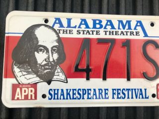 Alabama Vehicle license plate Shakespeare Festival 2