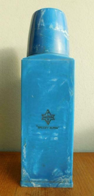 Rare C1930s Square Format Blue Mottled Bakelite Thermos Alpha Hot Water Flask