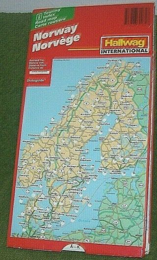 Hallwag International Map Of Norway 2002 - 2004 Edition With Distoguide
