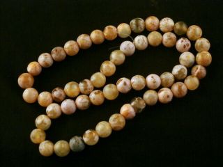 24 Inches Special Chinese Old Jade Round Beads Prayer Necklace B019