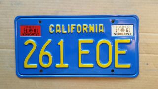 License Plate,  Blue California,  1970,  1973 - 74 Stkrs,  261 Eoe Older Steelversion