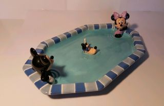 DISNEY Mickey Mouse Ceramic Platter,  Pool Party with Friends,  RARE 2
