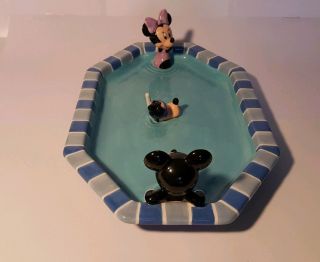 DISNEY Mickey Mouse Ceramic Platter,  Pool Party with Friends,  RARE 3