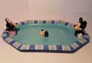 DISNEY Mickey Mouse Ceramic Platter,  Pool Party with Friends,  RARE 5