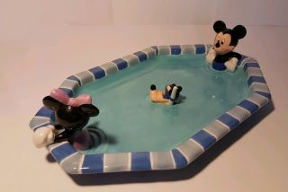 DISNEY Mickey Mouse Ceramic Platter,  Pool Party with Friends,  RARE 6