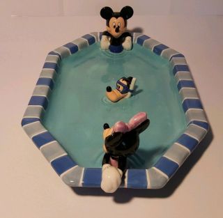 DISNEY Mickey Mouse Ceramic Platter,  Pool Party with Friends,  RARE 7