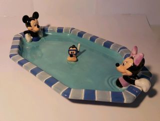 DISNEY Mickey Mouse Ceramic Platter,  Pool Party with Friends,  RARE 8