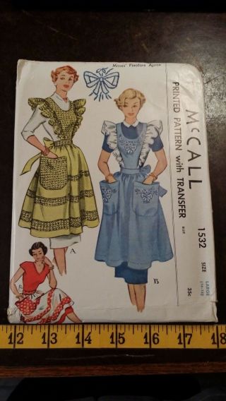 Vintage Mccalls Ladies Apron Craft Pattern 1532 Size L