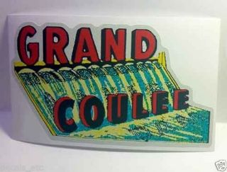 Grand Coulee Dam Vintage Style Travel Decal / Vinyl Sticker,  Luggage Label