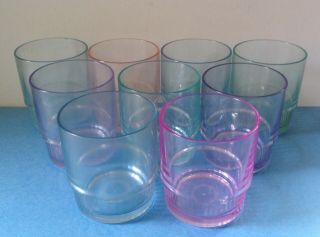 Set Of 9 Vintage Tupperware 12 Oz Rainbow Acrylic Tumbers Glasses