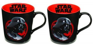 Star Wars Darth Vader " The Dark Side " 12 Oz Ceramic Mug - Set Of 2