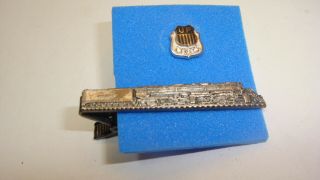 Union Pacific Railroad 10k Gold Service Pin W 3 Diamonds,  Locomotive Tie Clip