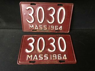 Mass 1964 License Plates For A Motorcycle 3030