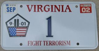 Sept.  /2002 Virginia " Fight Terrorism " License Plate 1