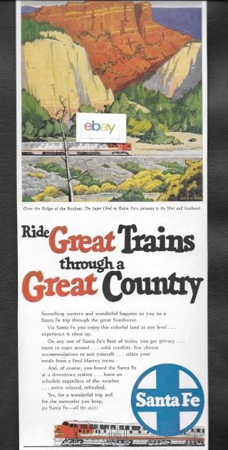 Santa Fe Railroad Ride Great Trains Through Great Country Chief Rockies Ad