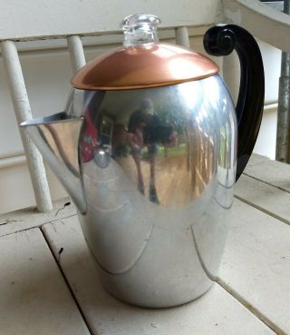 Vintage Wear Ever Aluminum Hallite Copper Tone Top Coffee Pot No 3088 ( )
