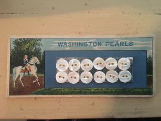Vintage Washington Pearls Button Card Graphics Of George Washington Mop