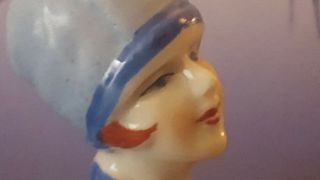 Art Deco Style 1920 ' s Flapper Lady With Cloche Hat Pin Cushion Half Doll 2