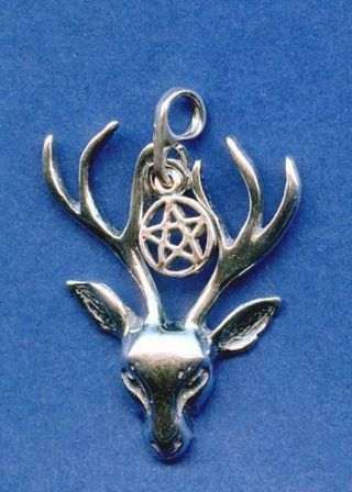Stag W/pentacle Pendant - Sterling Silver
