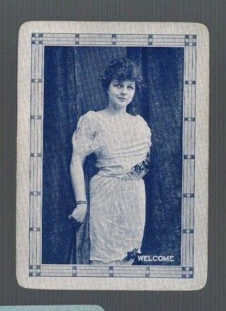 Swap Playing Cards 1 Vint Wide U.  S Named " Welcome " Monotone Lady Us19