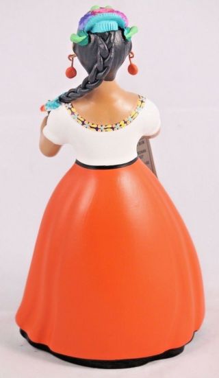 Lupita NAJACO Ceramic Doll/Figurine Mexican Folk Art Platter w Fish Decor Orange 6