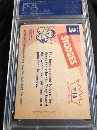 1959 Fleer The 3 Three Stooges 16,  PSA 7 YOU CAN ' T KEEP YOUR MONEY IN 2