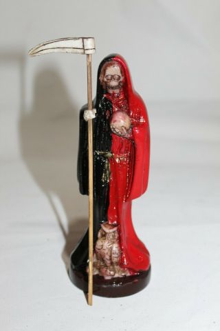 825 Statue Santa Muerte Bicolor Red / Black 6 " Holy Death Duality Amor Proteccio