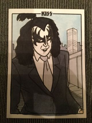 Kiss Premium Trading Cards Dynamite Gene Simmons Sketch Card 1/1 Signed Artist
