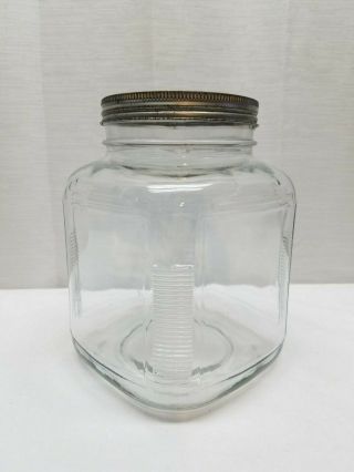 Vintage Antique Glass Metal Lid Hoosier Canister Jar Apothecary Cookie Candy Old 3