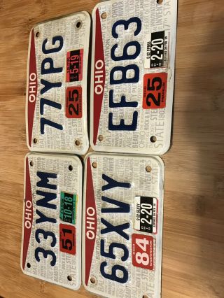Set Of 4 Ohio Motorcycle Sized License Plates