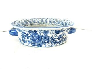 Vintage Asian Blue & White Glazed Bowl Sauce With Handle 9 "