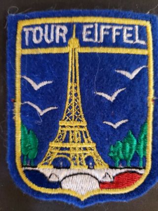 2 Paris France & Eiffel Tower Souvenir Patches Vintage 2
