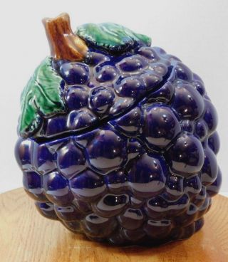 Rare Over And Back Ceramic Cookie Jar - Cluster Of Grapes Purple Berry