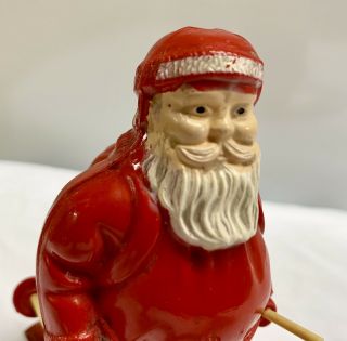 Vintage Irwin Hard Plastic Christmas Santa Claus Metal Skis Pole Figure USA Fig 2