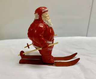 Vintage Irwin Hard Plastic Christmas Santa Claus Metal Skis Pole Figure USA Fig 3