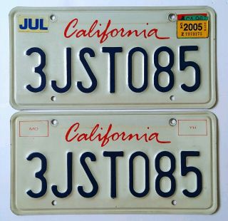 Set Of 2 California State Lipstick License Plates/pair July 2005 Tags 3jst085