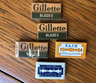 Vintage Gillette Clix Star Double Edge Safety Razor Blades In Boxes