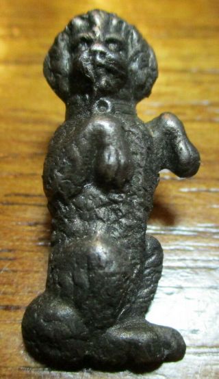 1940s French White " Poodle Dog Sitting Up " Realistic Vintage Antique Button