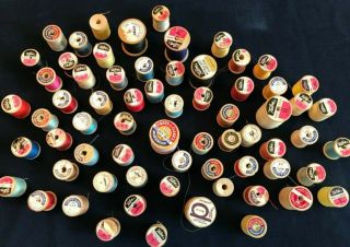 67 Vintage Wooden Spools of Thread COATS & CLARK,  STAR,  JP COATS,  TALON 6