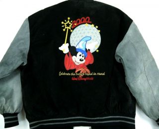 Vintage 2000 Disney World Mickey Suede Leather Bomber Jacket Cast Member Mens Xl