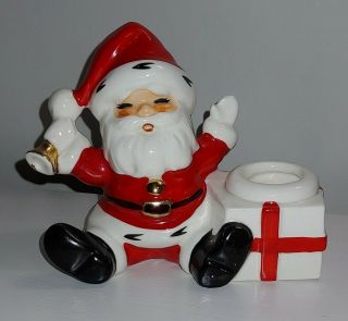 Vintage Santa Claus Ringing Bell Candle Holder Topline Imports Japan