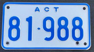 Act Australian Capital Territory Motorcycle License / Number Plate