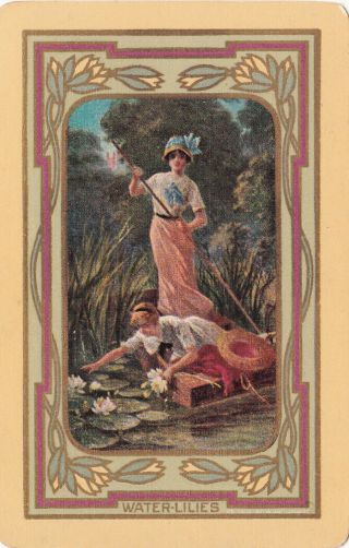 1 Playing Swap Card Usnn Water Lilies - Ladies Punting On The River