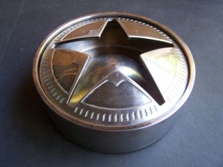 Marlboro 2 Piece Star Silver Round Brushed Metal Stainless Steel Ashtray